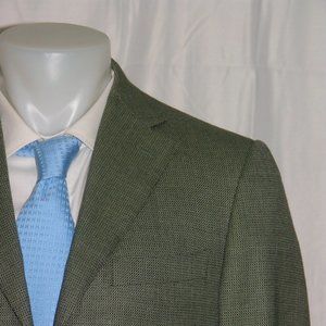 Ermenegildo Zegna Su Misura Trofeo Green Geometric Three Button Sport Coat 38S